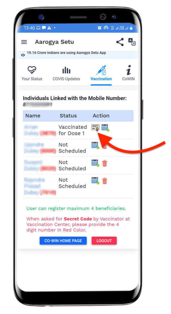 corona vaccine certificate download in hindi