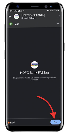 Fastag recharge with Google pay