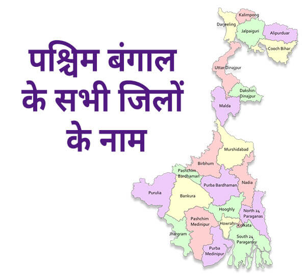 Districts in west bengal list in Hindi
