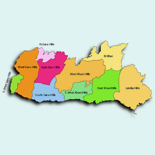 Map of Districts in Meghalaya