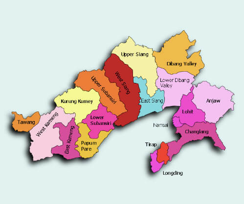 Map of Districts in Arunachal Pradesh