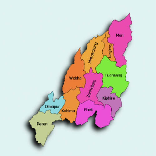 Map of 16 Districts in Nagaland