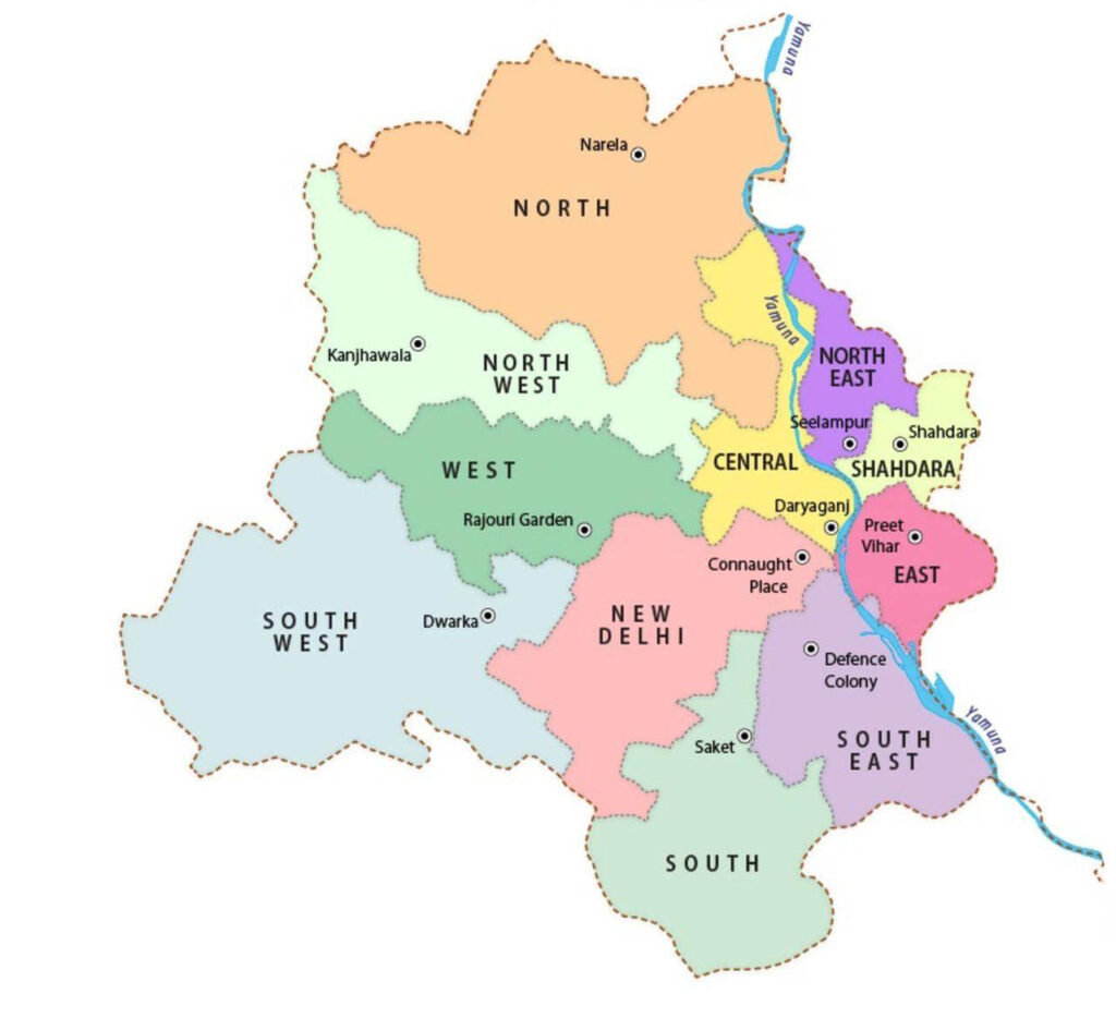 Map of Districts in Delhi