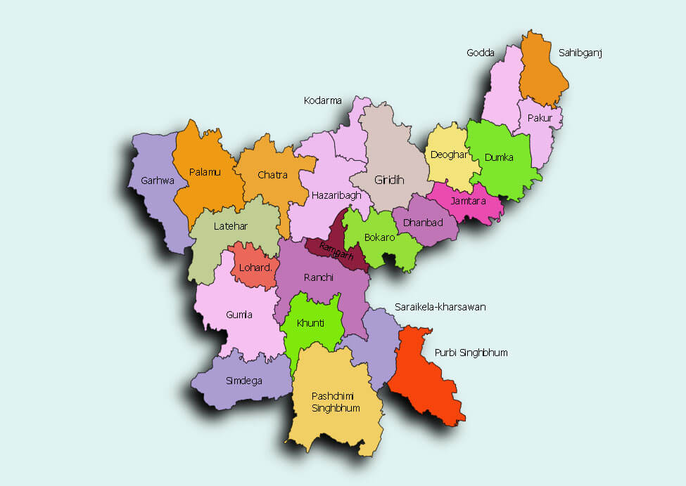Map of Districts in Jharkhand with name
